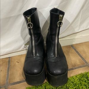 Faux leather platform boots